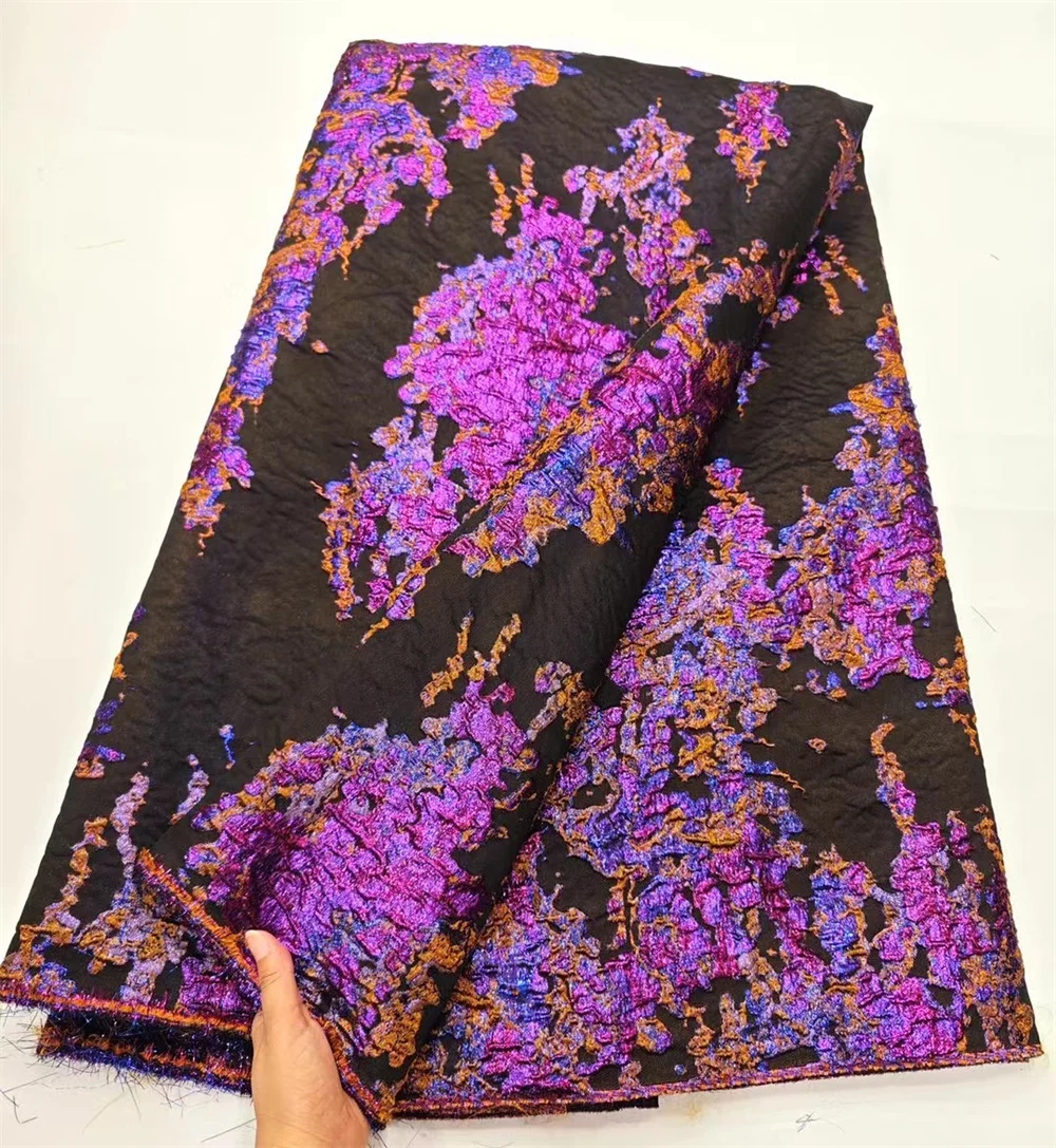 

Purple Brocade Jacquard Lace Fabric 2023 High Quality African Fabric Lace French Lace Fabric For Women Wedding Dress 5 YaWp249-2