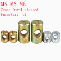 M5 M6 M8 Steel Hammer Furniture nut Barrel Bolts Cylindrical Pin Dowel Cross Hole Embedded Nut
