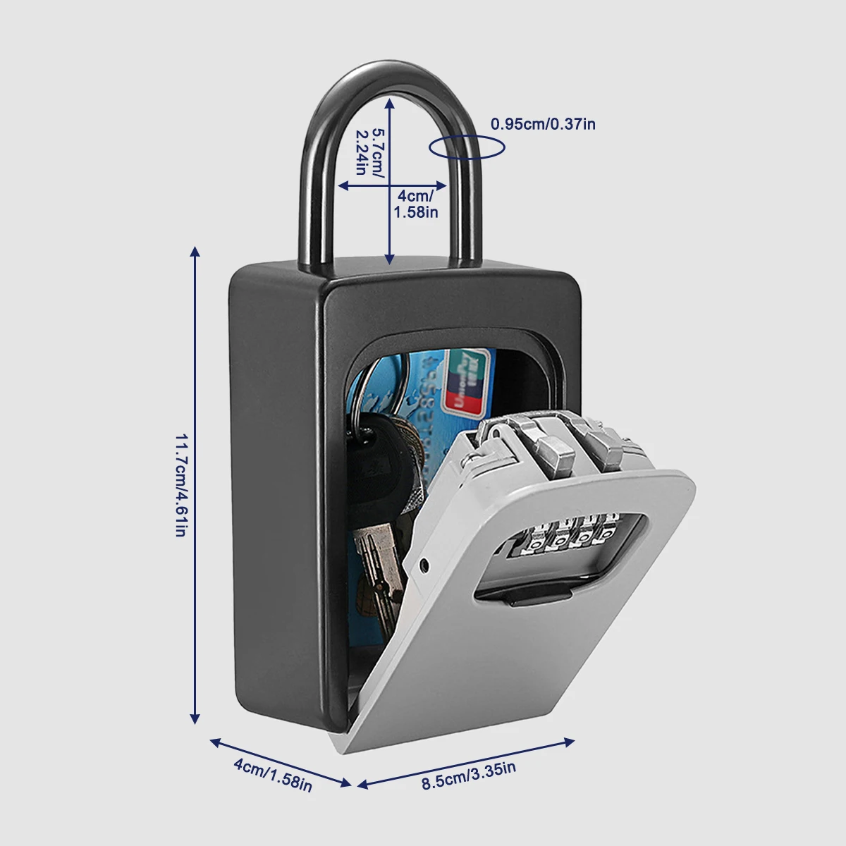 Combinatie Lock Key Stevige Key Lock Box Key Kluis Stevige Resettable Code 4 Digit Combinatie Sleutel Opslag Draagbare Slot doos