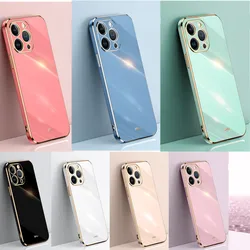 6D Casing For APPle iPhone 15 Pro Max Funda 16 14 Plus 11 15 13 12 Mini 16Pro 15Plus Solid Color Plating Phone Case Soft Cover