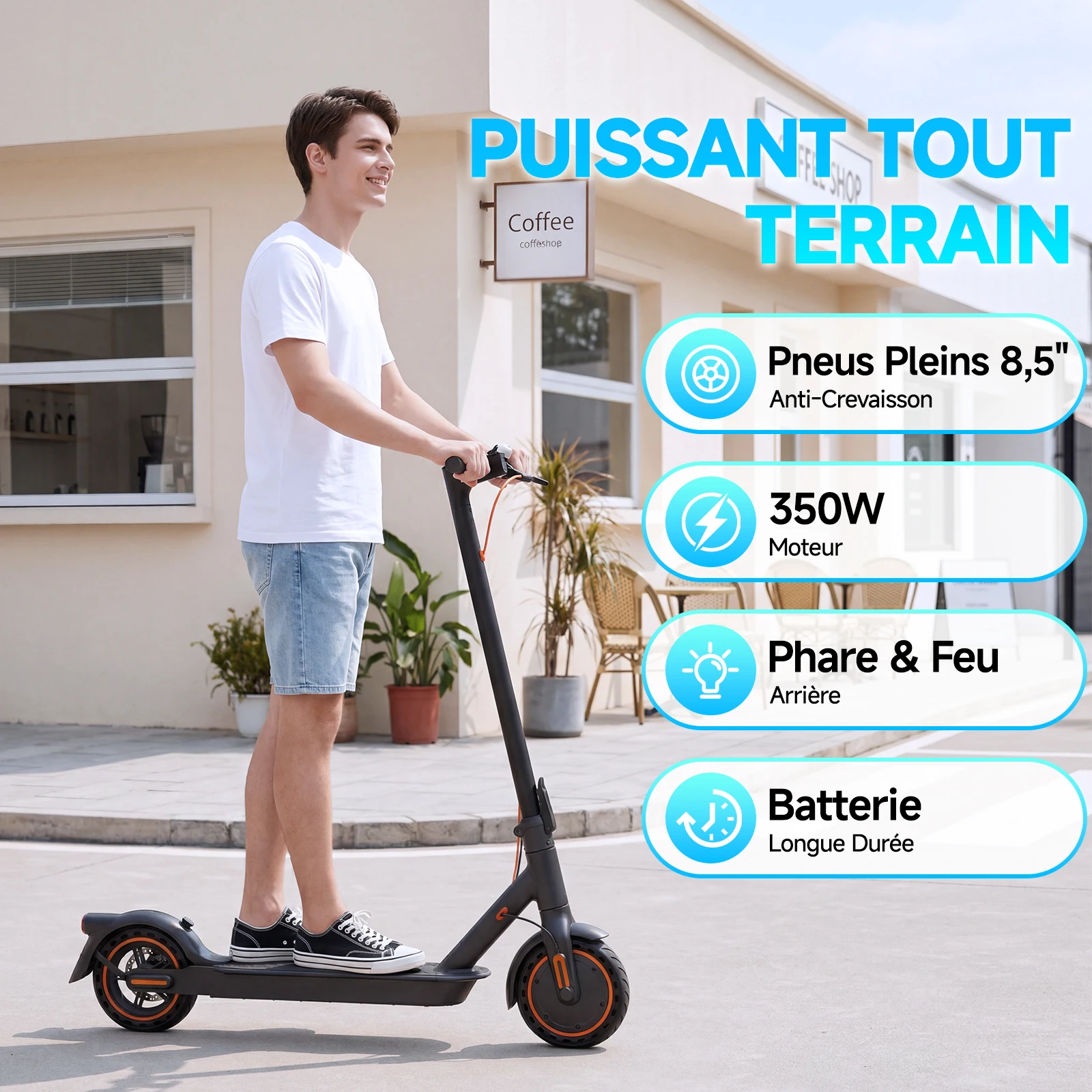 TROTINETTE ÉLECTRIQUE PLIABLE ADULTE TODIMART Pneu 8,5 Pouces Moteur 350W Pic 500W Batterie 36V 7,8Ah Vitesse Max 25km/h Autonomie 30km Trottinette Urbaine Contrôle APP