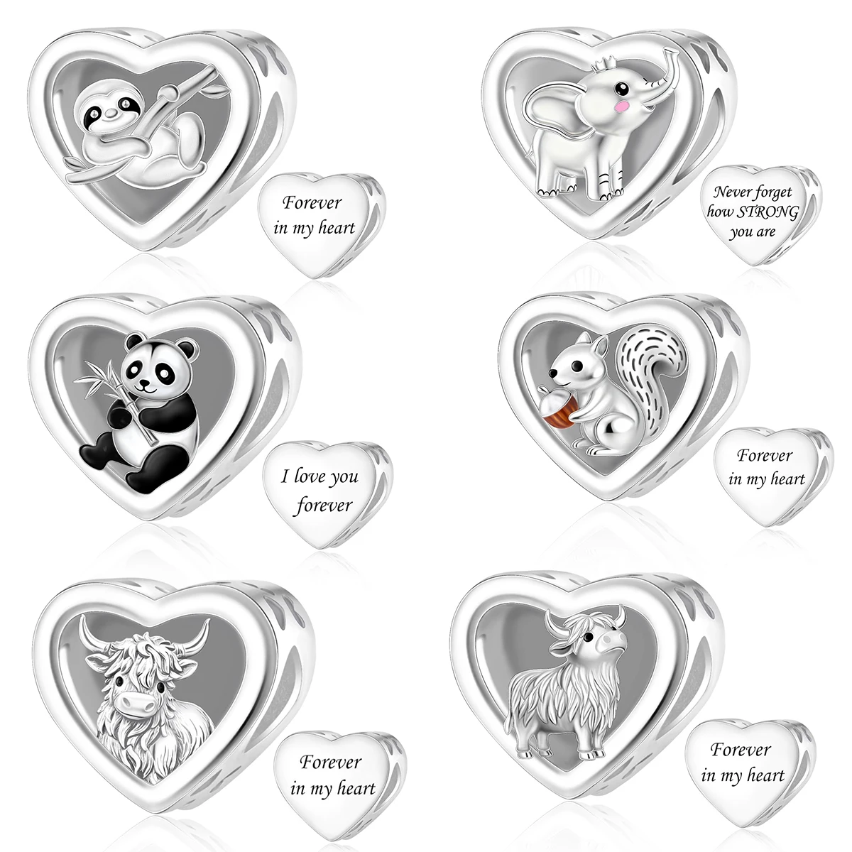 Fit Original Pandora Charms Bracelet Animal Bead Pendant Mother's Day Gift Eco friendly Copper Plated Bright Silver DIY Jewelry