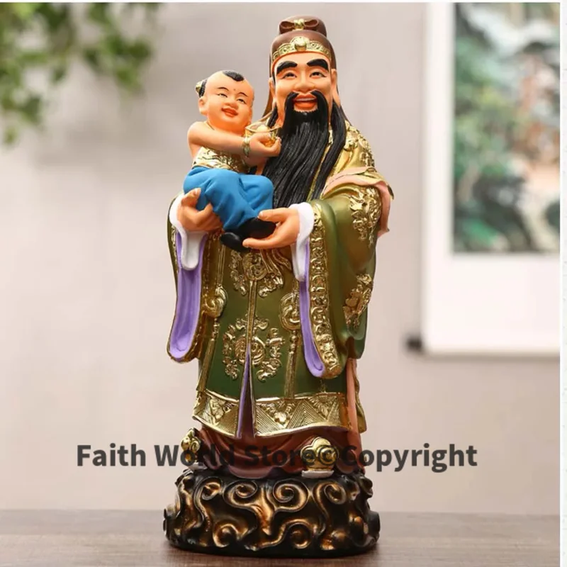 

38CM large Taoist Buddhism HOME Shrine efficacious protection Gold plating Family Career work LUCKY God FUXING FENG SHUI statue