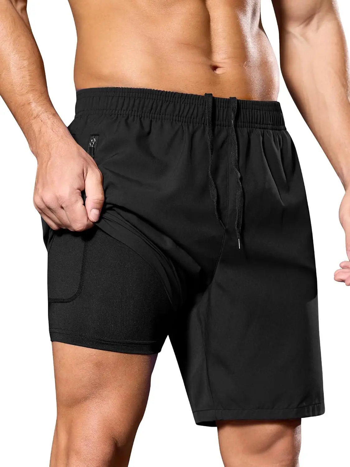 

Men's 2 in 1 Running Shorts 7' Workout Gym Athletic Shorts Quick Dry Lightweight Training Shorts with Pockets