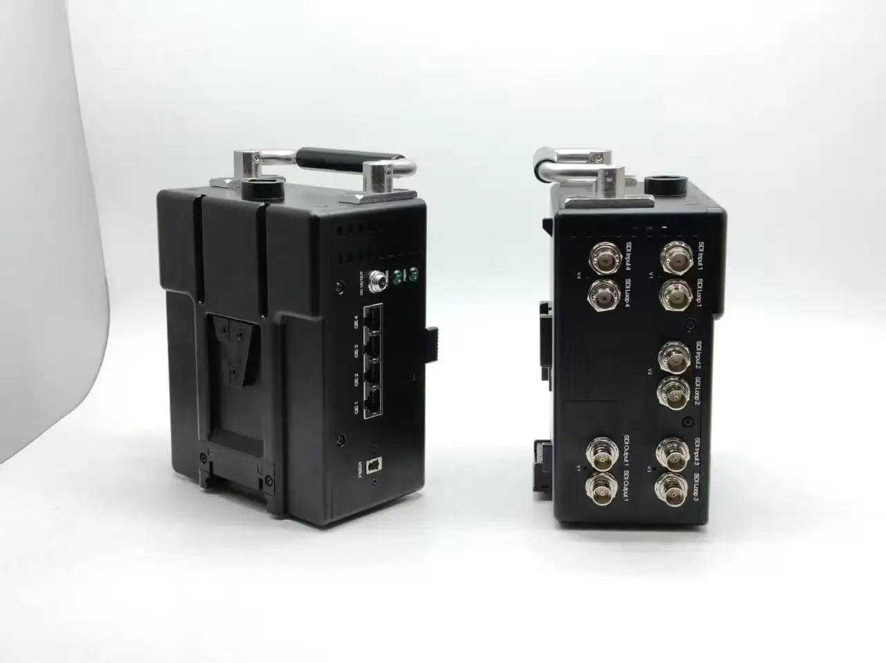 4ch 12G-SDI in  1ch Sdi Out 4ch Ethernet  V mount ST /LC 10km Fiber Optic Transmitter Receiver Converter Extender