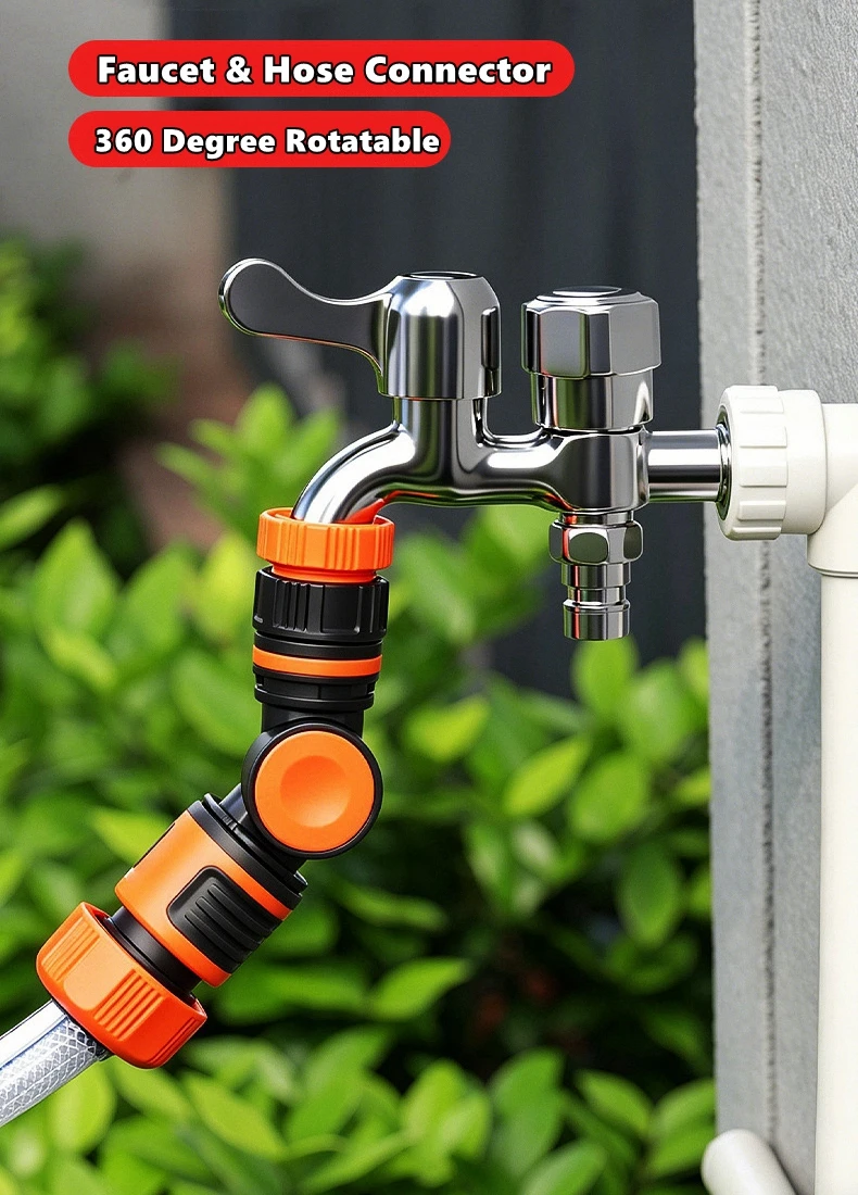 1/2 3/4 inch Garden Hose Faucet Connector Adapter , Kitchen Garden Faucet Adapter Quick Connect for Watering/Irrigation Gard