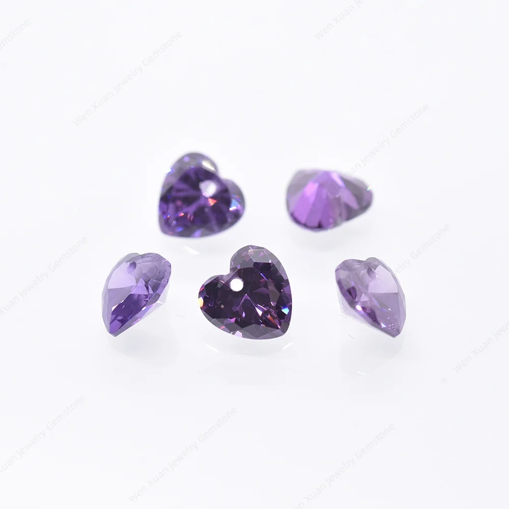 Heart Shape Shining One hole Size 4x4~10x10mm Loose Cubic Zirconia Stone For homemade jewelry DIY Multiple Colors stone