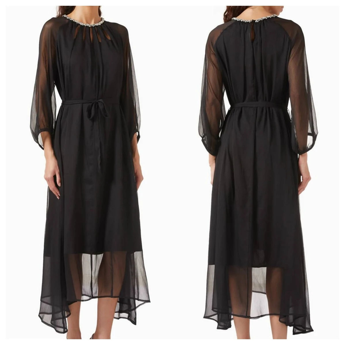 

Customized Classic Black Tulle Evening Dress O-Neck Long Sleeves Party Dress Special Occasion Gowns Crystal High Quality