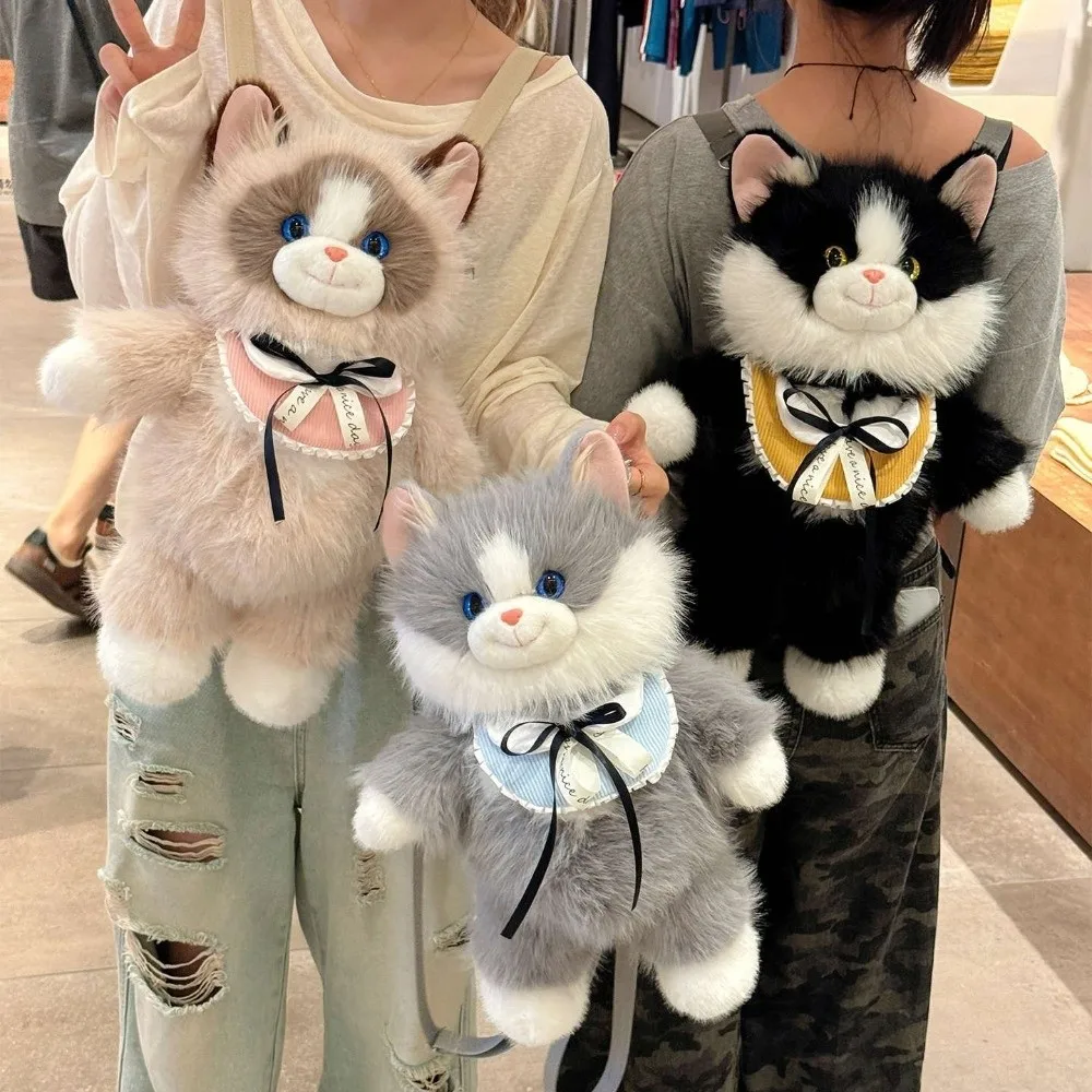 

Реалистичный рюкзак-кошка: милый мультяшный мягкий рюкзак-игрушка, маленькая сумка через плечо в виде кошки, для путешествий и хранения