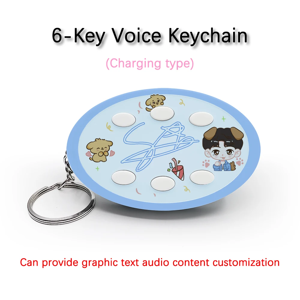 Creative Voice Keyring For ENHYPEN Team Member Sim Jaeyun 6-Key Audio / Picture Custom Rechargeable Type Keychain Pendant Gift