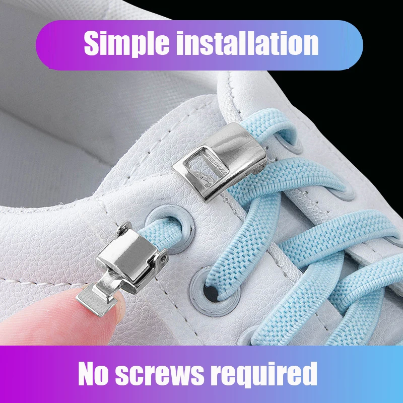 Elastic Cross Buckle Shoe Laces para adultos e crianças, sem gravata, alargado, Tieless, Lock, Sneakers, 1 par