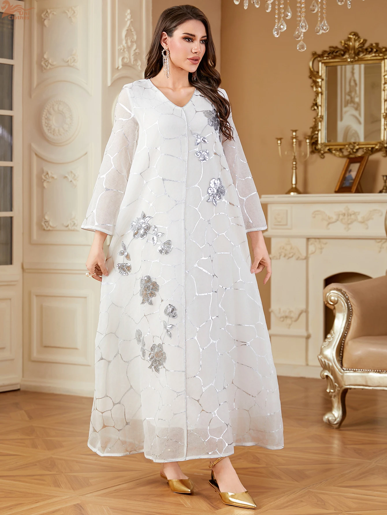 Mode paillettes or estampage musulman Abaya dubaï turquie Islam vêtements de prière robes africaines pour les femmes robe longue caftan