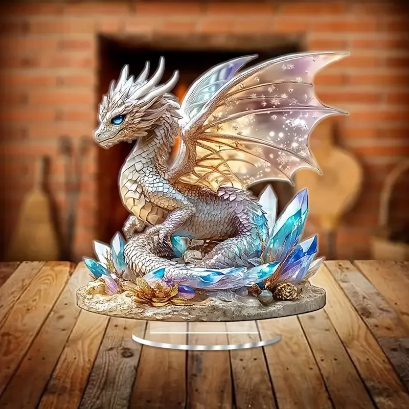 Crystal Dragon Light Catcher Decorations 2D Flat Table Top Decor Office TV Cabinet Desktop Home Decoration Ornaments