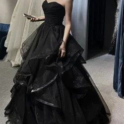 Black Prom Dress Ball Gown Lace-up Back Sweep Train Evening Gowns Party Dresses Quinceanera Dress L&P DQL Studio Real Pictures