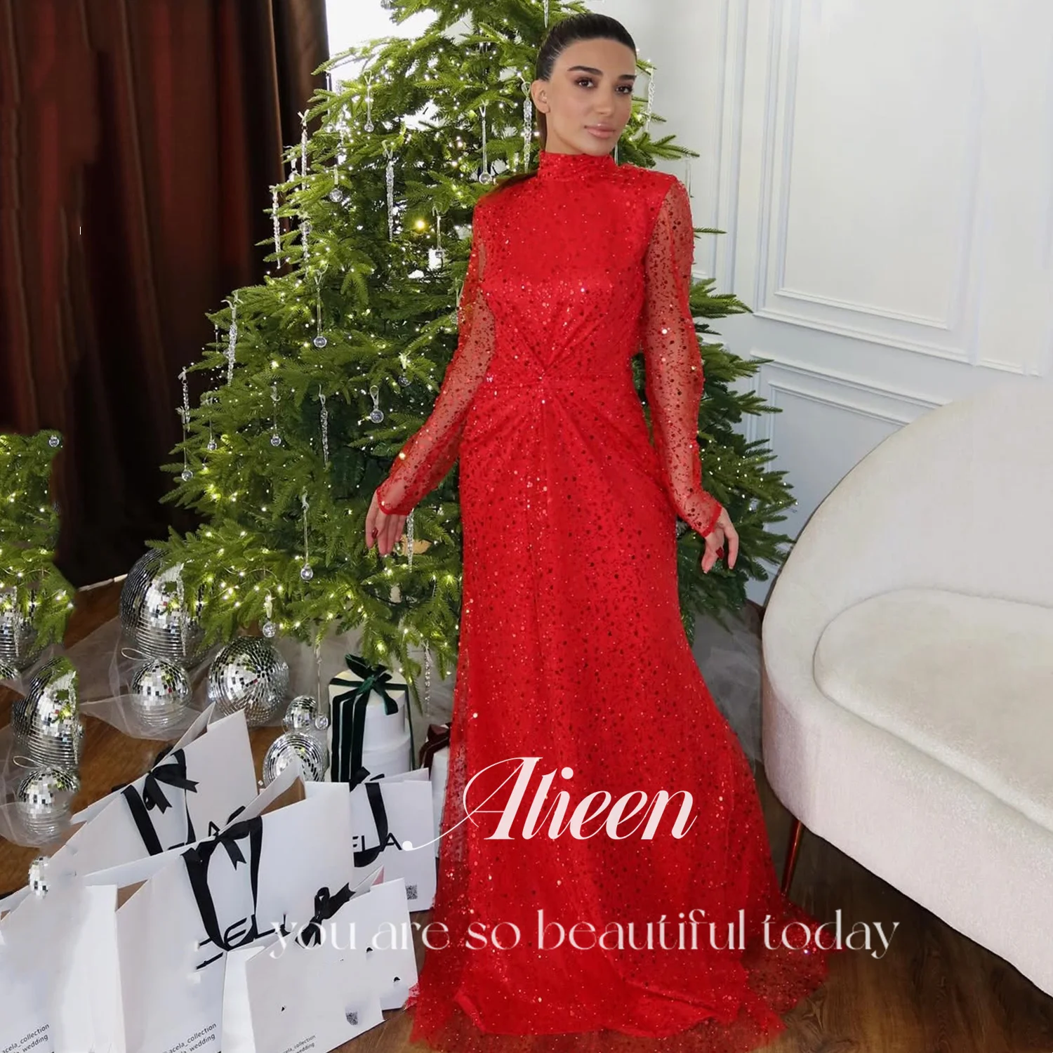 

Aileen Customized Women's Prom Dress 2025 Bead Embroidery Elegant Party Dresses for Special Occasions Red Vestidos De Festa Gala