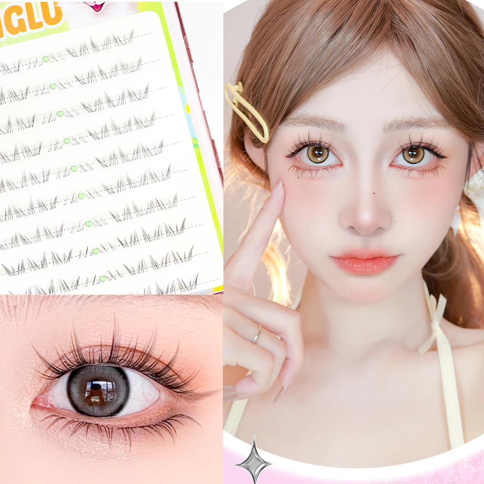 Manga Lower Lashes 10 Pairs Clear Band Bottom Lashes Natural Wispy Handmade Under Eye Lashes Extensions Soft Fake Lashes Pack