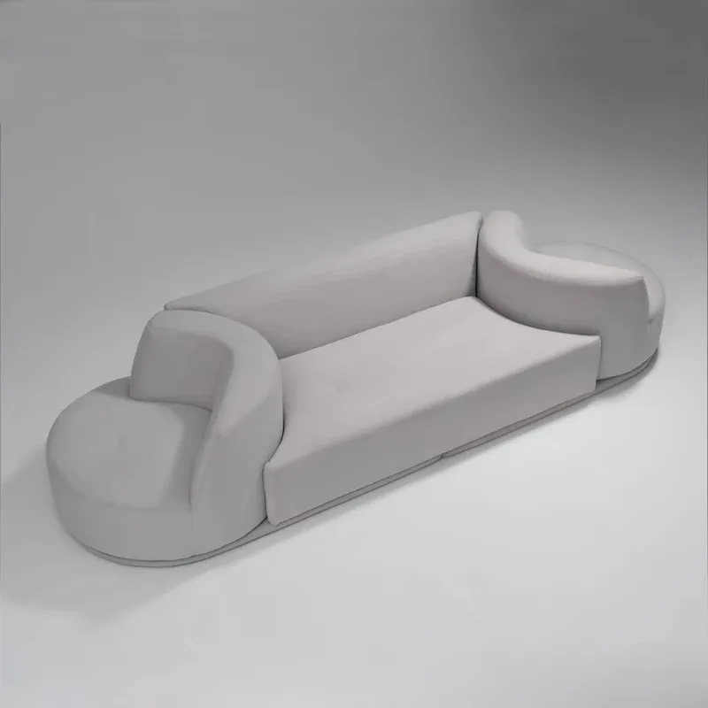 Italian minimalist creative rotating module large flat-floor paradise fabric sofa, villa living room multi-functional straight