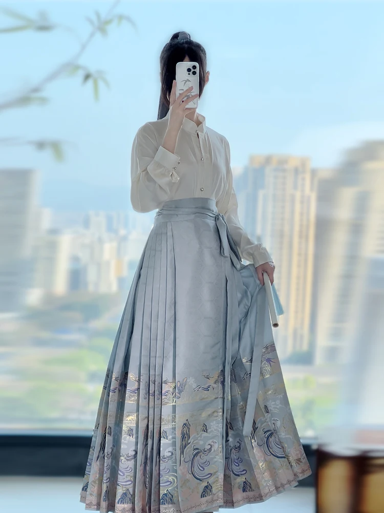 

Оригинальная юбка Ming Dynas Sle f-длины с Aircrt Sves Hanfu, женская повседневная одежда, традиционная китайская костюмная юбка