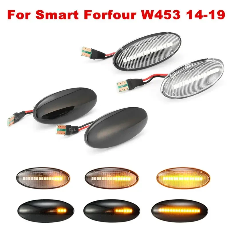 2Pcs Led Flowing Car Side Marker Lights Turn Signal Indicator Lamps 12V For Mercedes-Benz Smart Forfour W453 2014-2019