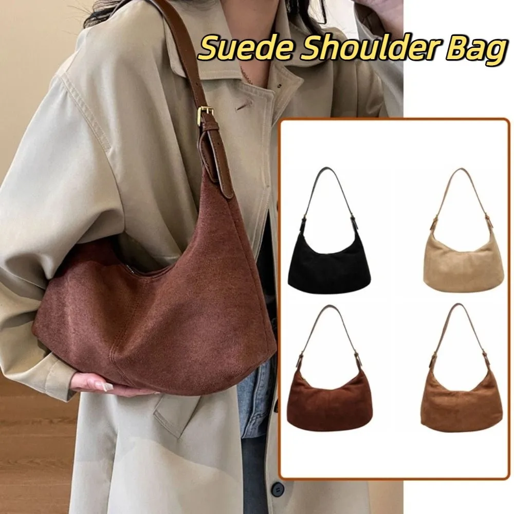 

Handbag Suede Shoulder Bag Large Capacity Fashion Ladies Crossbody Bag Korean Style Solid Color Tote Bag Autumn and Winter