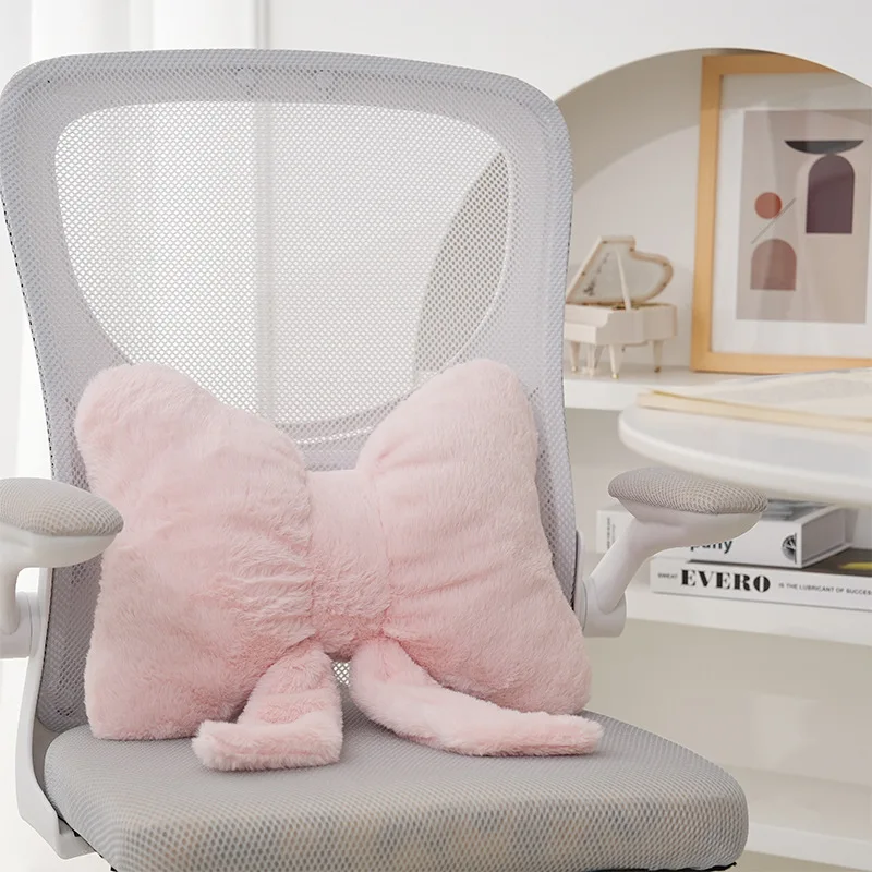 pink plush bow shaped cushion sofa knot bow throw pillow backrest