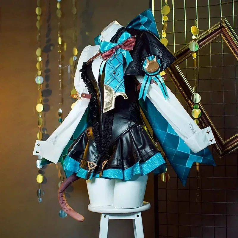 

CyGame Genshin Impact Lynette Cosplay Costume Wig Dress Fontaine Uniform Tail Magician Ears Skirt Lyney Halloween Party Wear 202