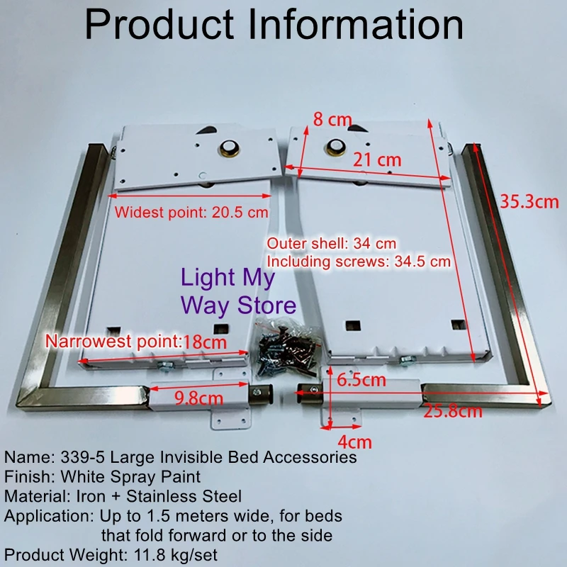 

Large 9-bar spring flip bed hinge, front and side flip bed hinge hardware accessories, invisible bed accessories