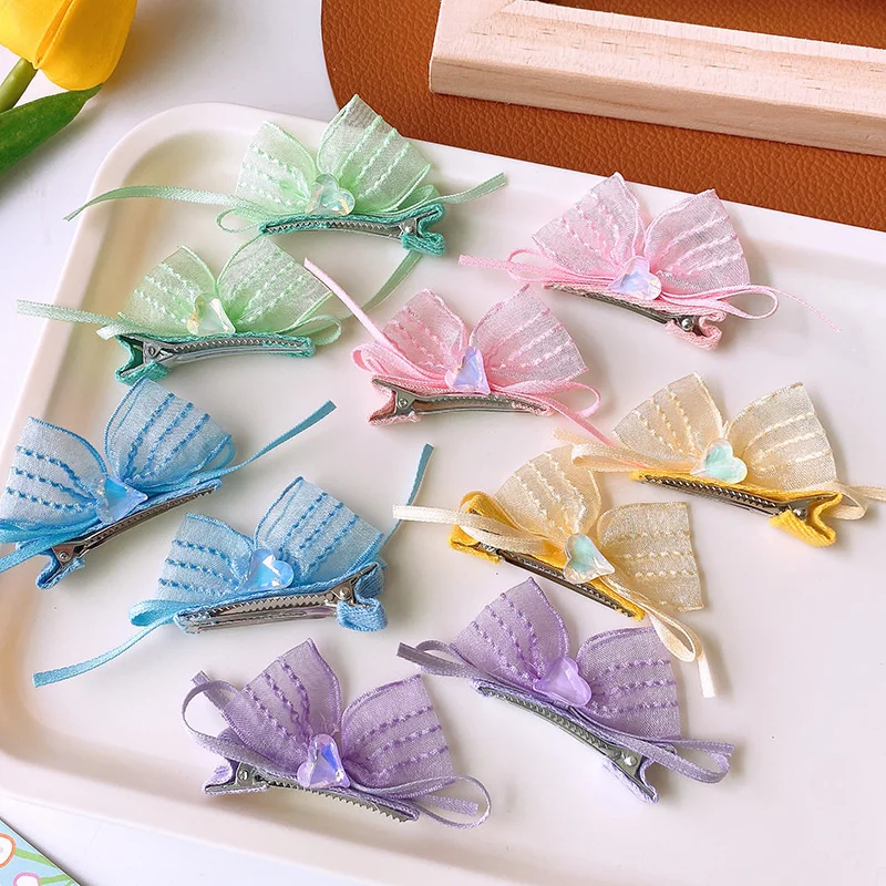 

2PCS New Cute Princess Candy Colored Mesh Bow Girls Hairpins Children Headwear Hairgrip Hair Clips Barrettes Hair Accessories