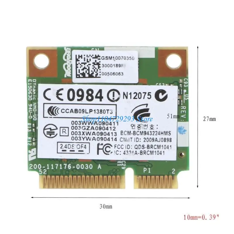 300Mbps 802.11agn WiFi BT Wireless Half Mini PCI-E Card for HP BCM943224HMS