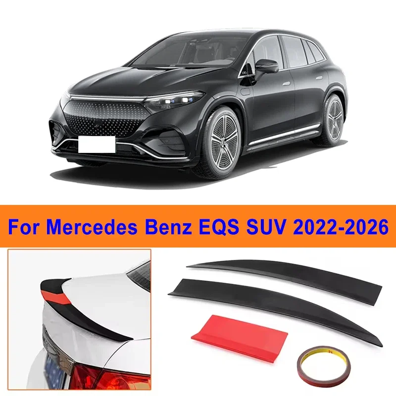 

For Mercedes Benz EQS SUV 2022-2026 3-Section ABS Rear Trunk Spoiler 115-125cm Adjustable Sports Decor Top Wing Car Parts