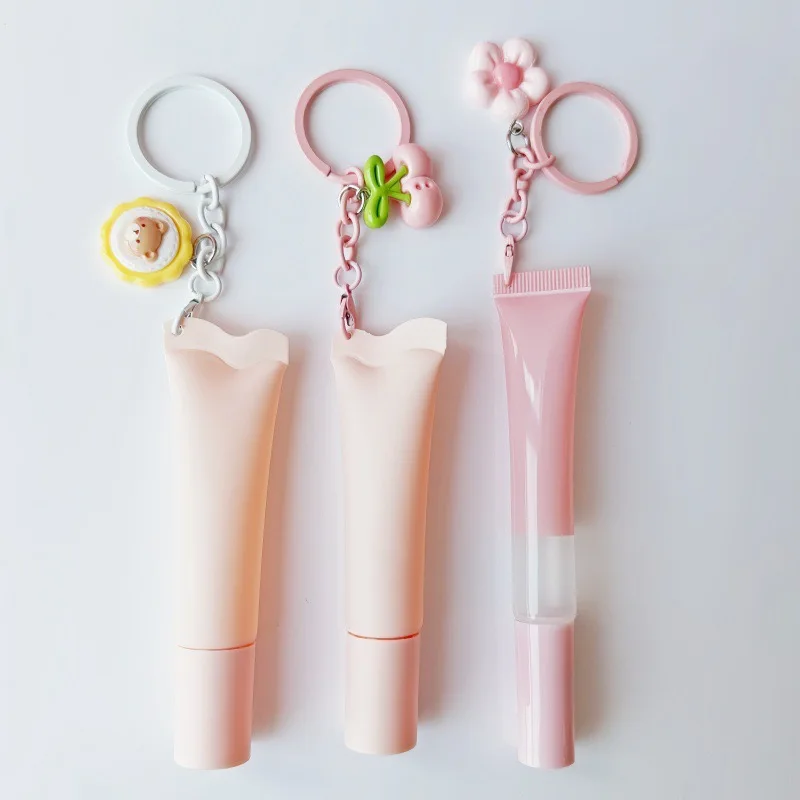 

50Pcs Empty 10g Pink Cosmetic Lip Gloss Squeeze Tubes Eye Cream Bottle Soft Hose Plastic Packaging Tube 10ml With Key Chain