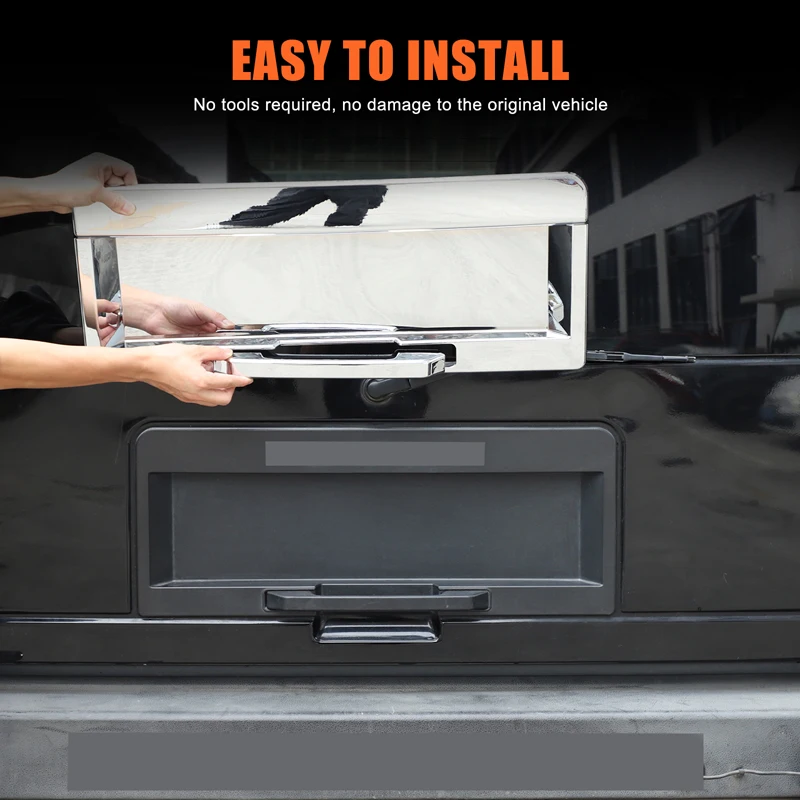 ABS ل هامر H2 2003-2009 لامعة الفضة سيارة الباب الخلفي لوحة ترخيص الغطاء الواقي لوحة ترخيص قاعدة لوحة اكسسوارات السيارات #2