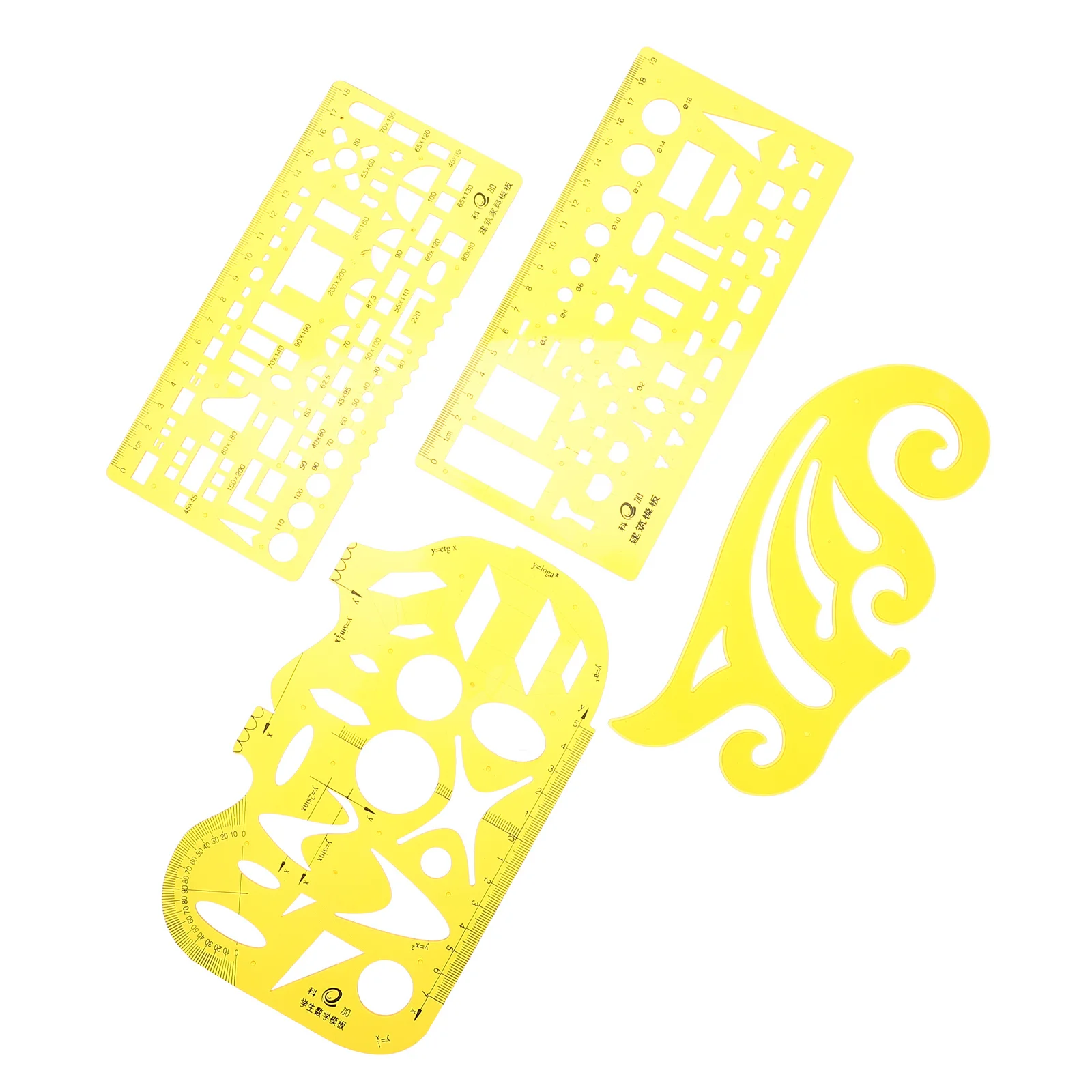 4pcs Painting Templates Geometric Drawing Rulers Set For Diy Measuring Hollow Architect Scales Engineering Drafting Tools