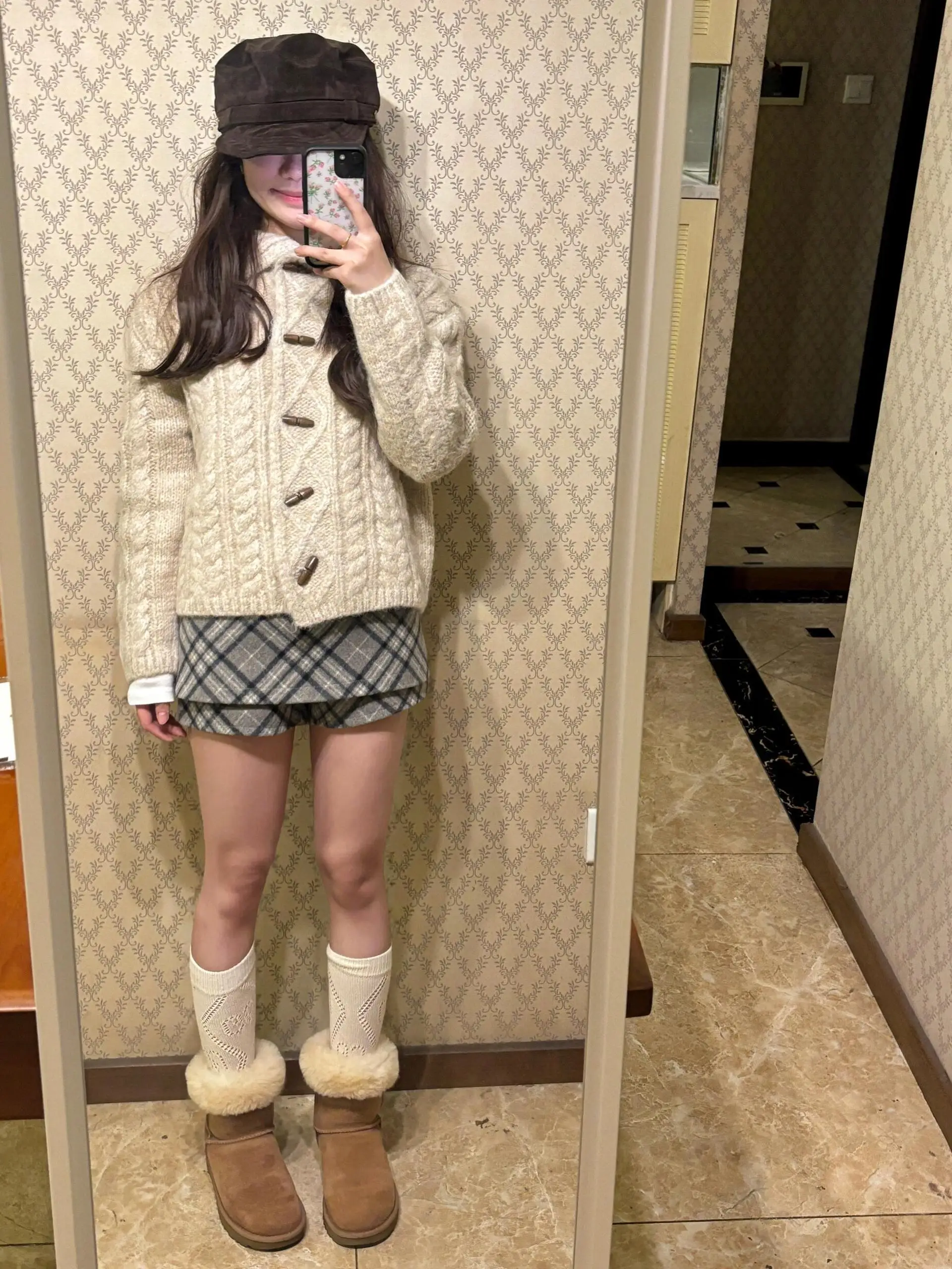 American Style Thickened High Waist Short Plaid Woolen Skirt Women's Autumn Winter College Style Half Body Skirt A-Line Skirt