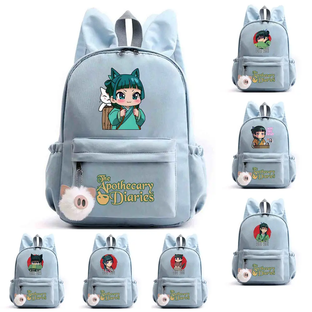 

The Apothecary Diaries Backpack Mao Mao Cartoon Print Student Schoolbag Cute Rabbit Ears Backpack 1-6 Grades Boys Girl Schoolbag