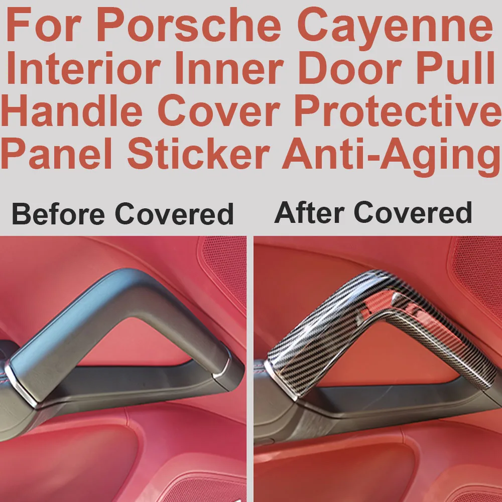 Car Carbon Fiber Central Console Arches Armrest Protective Cover Panel For Porsche Cayenne 2010-2017 Interior Door Pull Handle