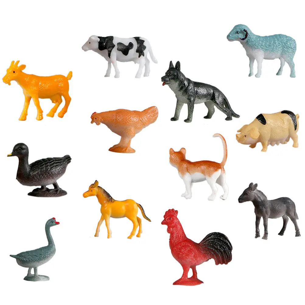 1セットの農場動物模擬おもちゃ、様々な色の早期教育用プレイセット、子供の語彙開発と感覚学習パーティー用