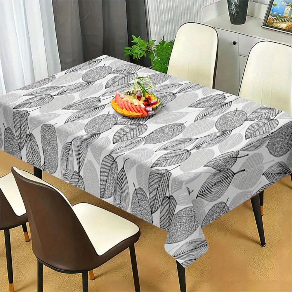 Light-colored turtle shell leaf pattern tablecloth - Durable polyester square table mat, suitable for indoor usezyc