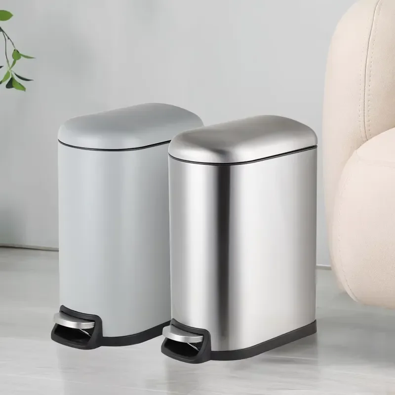 10L 40L Stainless Steel Pedal Trash Can Metal Waste Bin for Office Home Kitchen Bathroom Dustbin Garbage Container Foot