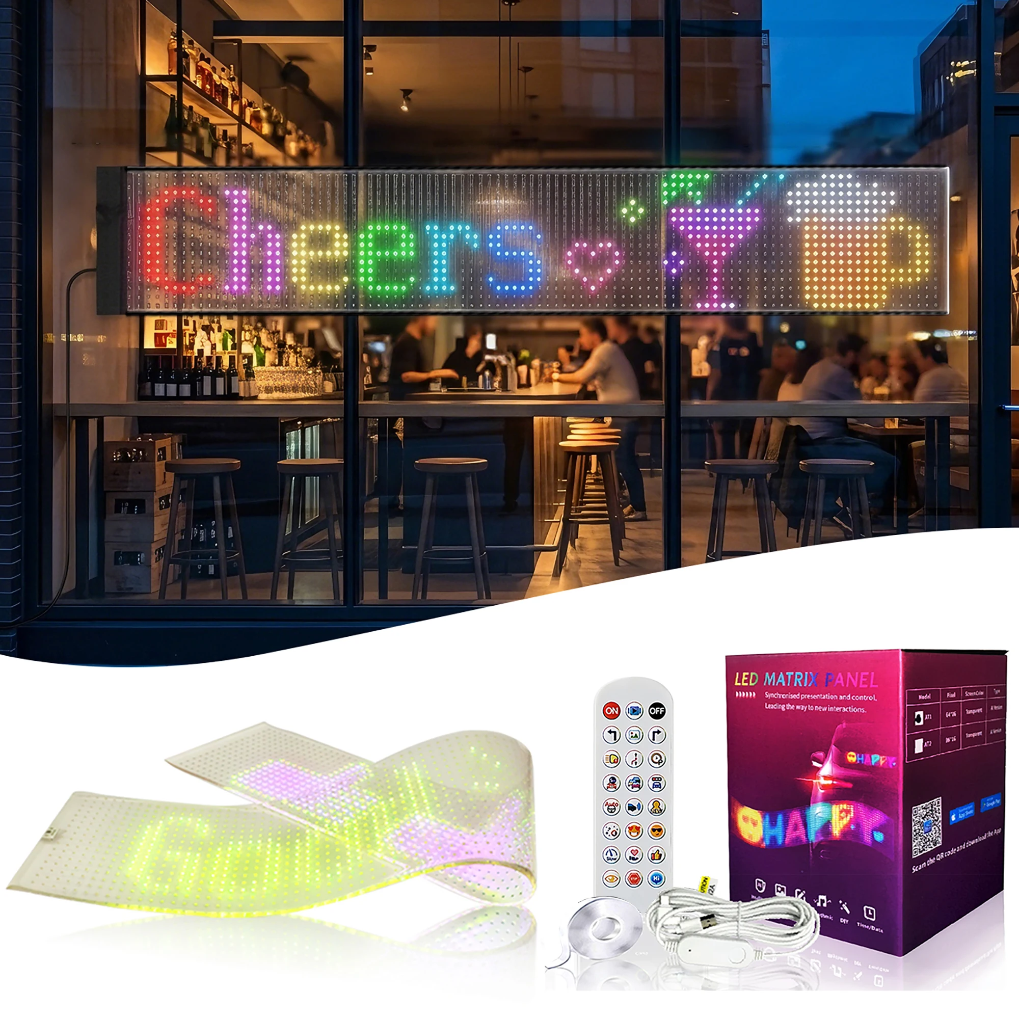 led-matrix-pixel-panel-transparent-soft-screen-ai-voice-remote-usb-5v-bluetooth-app-programmable-diy-animation-scrolling-sign