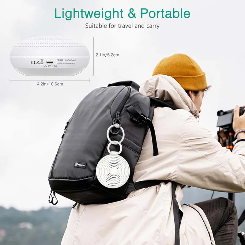 White Noise Machine with 24 Soothing Sounds & Adjustable Night Light Portable Sleep Aid USB Rechargeable for Babies Adults