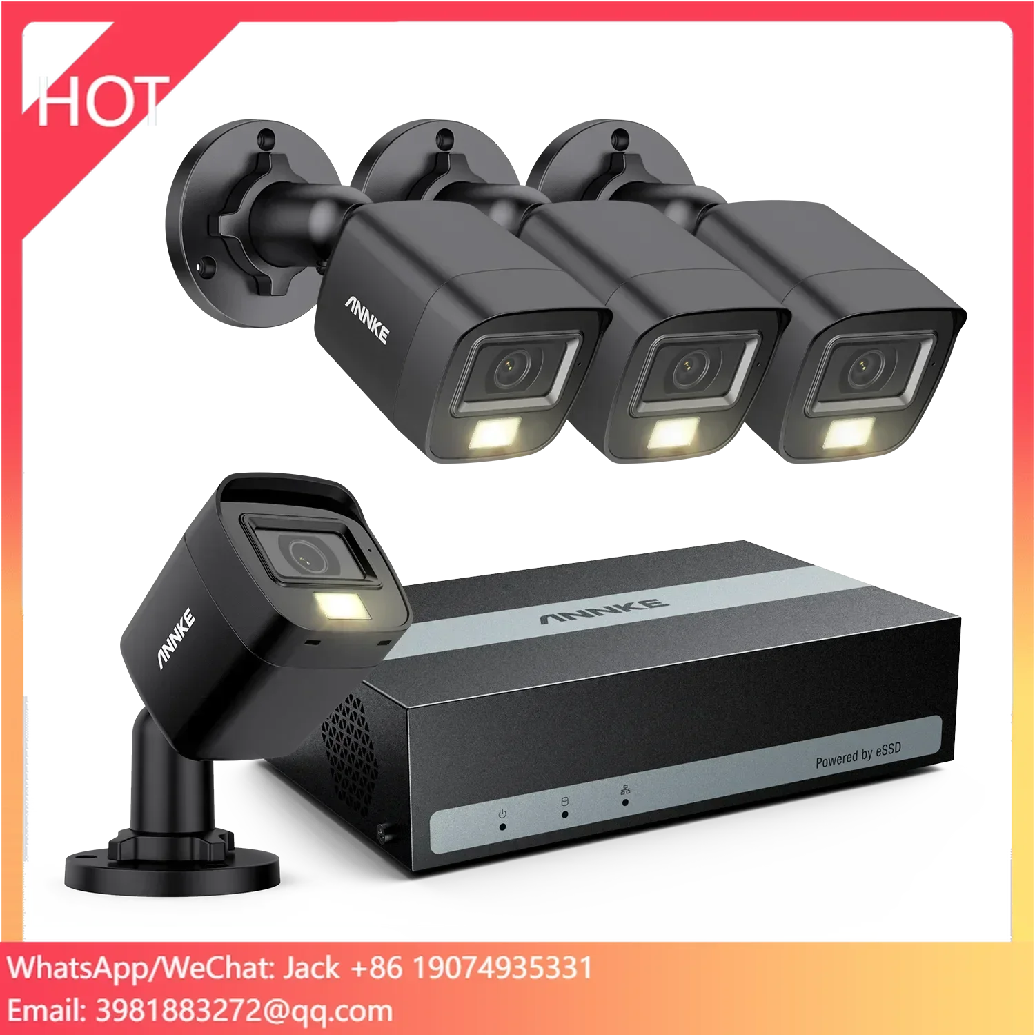 

ANNKE IP67 Weatherproof 3K 4 Channel Built-In 1024 GB ESSD Security System up to 2-Week Record Wireless Cctv Camera System