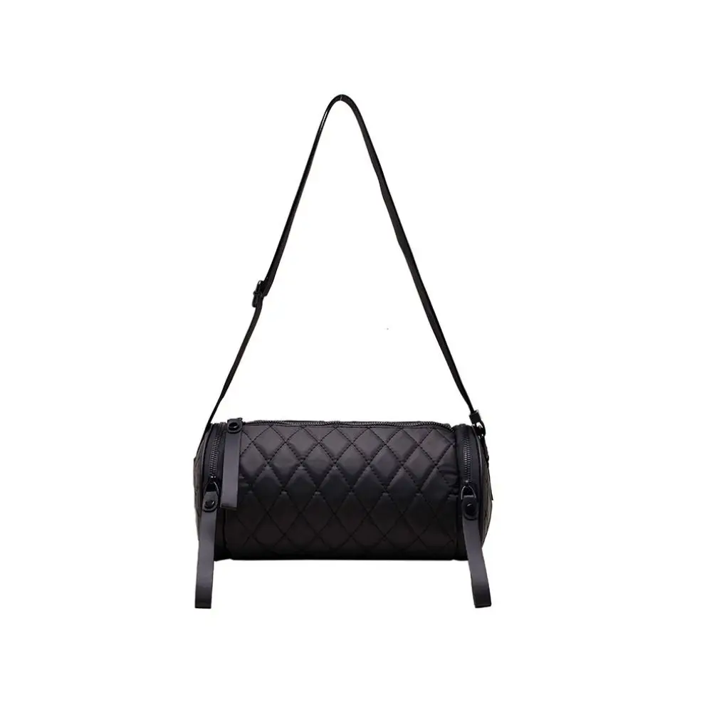 

Sweet Round Lingge Cylinder Bag Zipper Large Capacity Pillow Bag Crossbody Bag Korean Style Bucket Bag Male