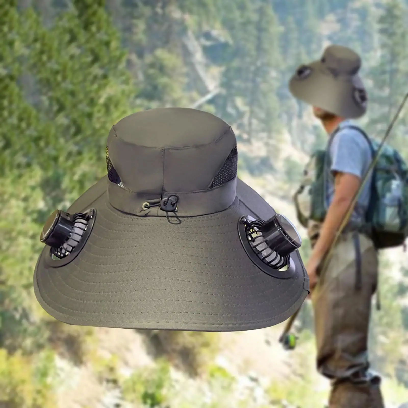 

Solar Fan Hat with 2 Solar Fan USB Solar Powered Wide Brim Universal for Men Women Fishing Hat for Beach Fishing Outdoor Hiking