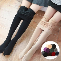 Winter Warm Leggings Women's Thermal Pants Polar Pantyhose Sock Lined Pants Velvet Tights Skin Effect High Waist Wool Leggings