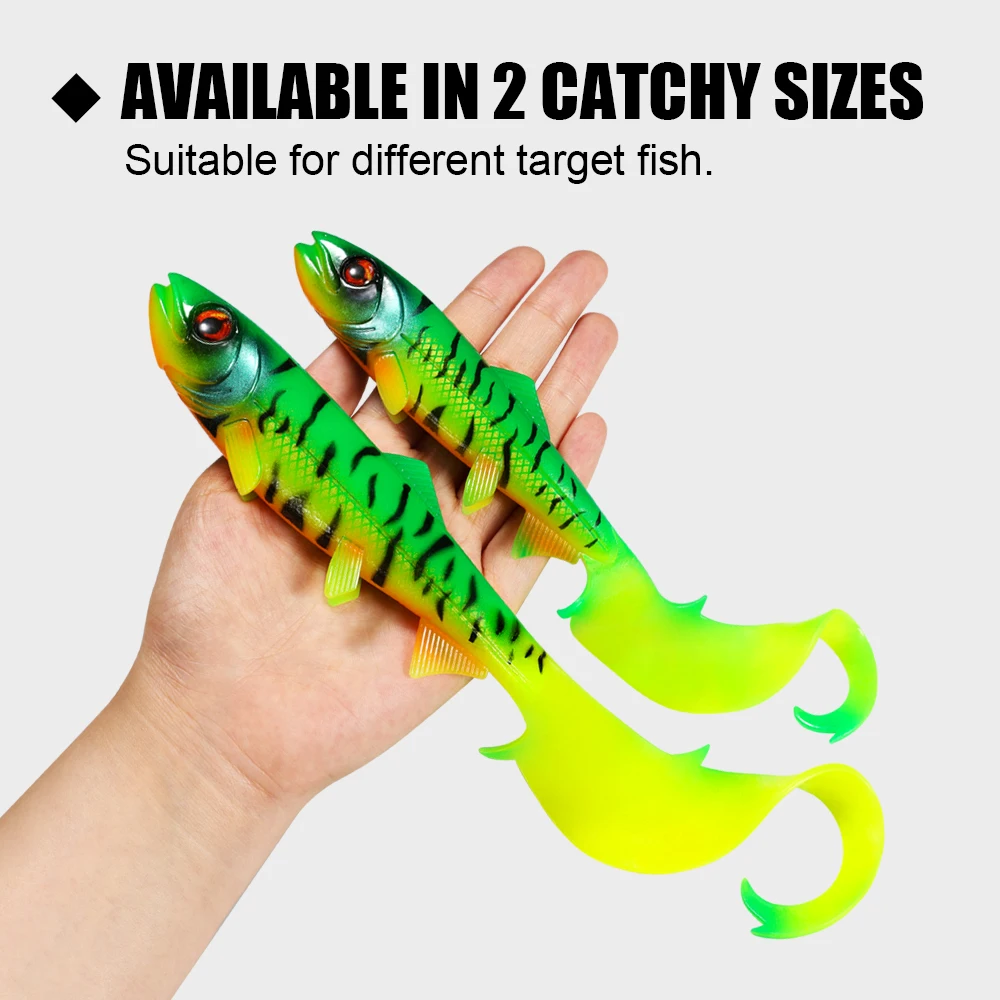 Spinpoler الضفيرة الذيل نكش لينة البلاستيك الصيد إغراء سيليكون الطعم باس 17.5 سنتيمتر 22 سنتيمتر ل سمك السلمون المرقط العين رمادية فاتحة اللون المياه العذبة