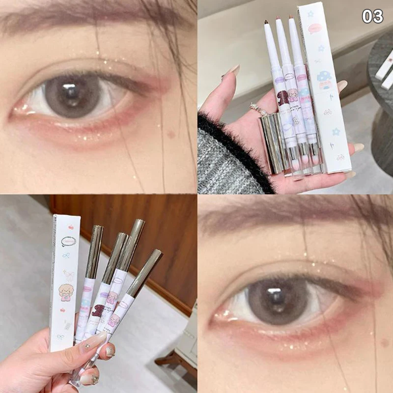 Lápiz Delineador de ojos resistente al agua, Gel delineador de ojos nacarado Cappuvini con mezcla de pinceles, té suave y sedoso, marrón, gusano de seda tumbado