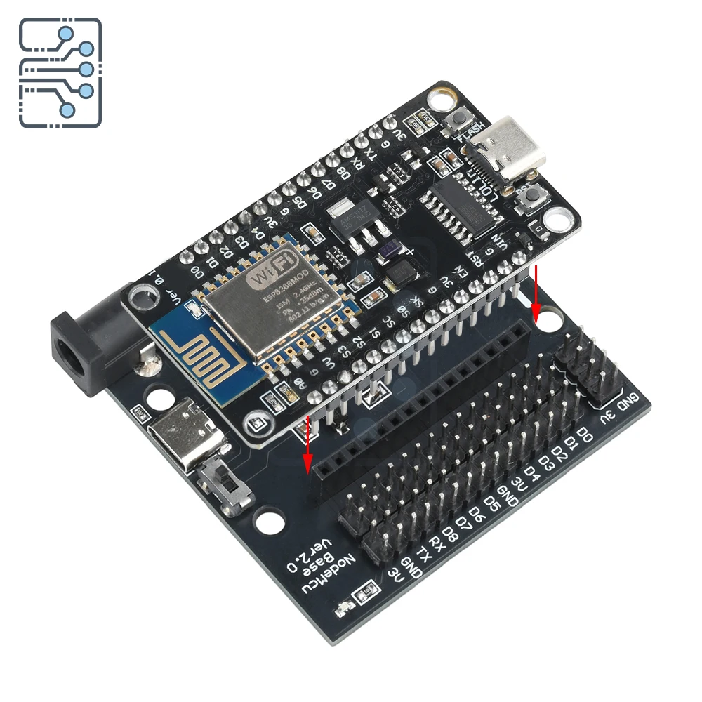 Dc+Type-C Expansion Board Esp8266 Wifi Development Board Expansion Board Compatible With Nodemcu Lua V3 Iot Development Board