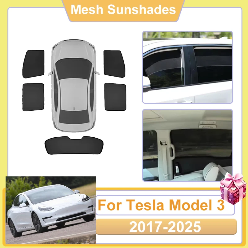 

Солнцезащитная сетка на окна автомобиля для Tesla Model 3 (2017-2025) – защита от УФ-лучей и перегрева, аксессуары