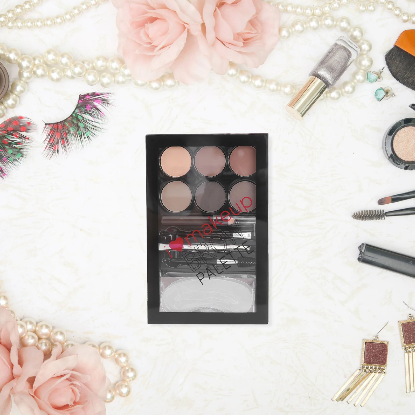 

1Set Multifunctional Eyebrow Powder Kit Six Colors Fade Resistant Smudge Proof Natural Looking Finish with